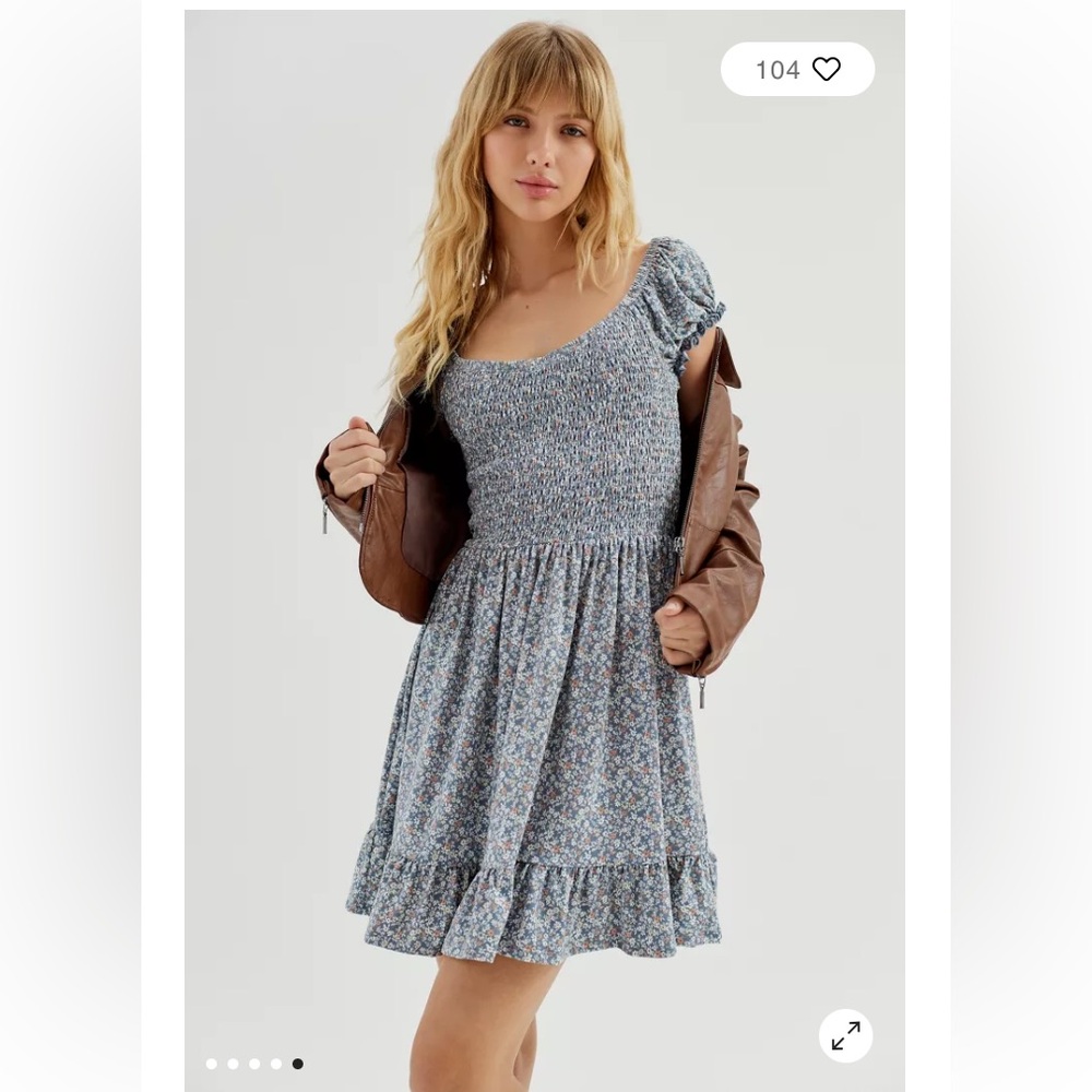 Urban Outfitters Blue Floral Mini Dress